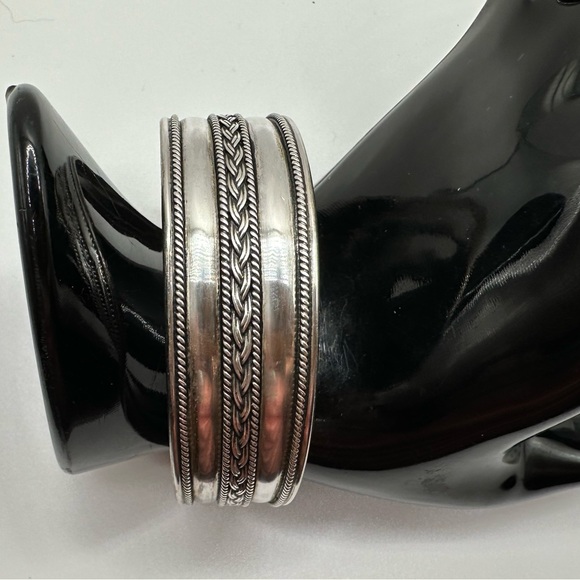 BA Suarti Sterling Silver Balinese Braided Cuff 925 Indonesia - Picture 4 of 7